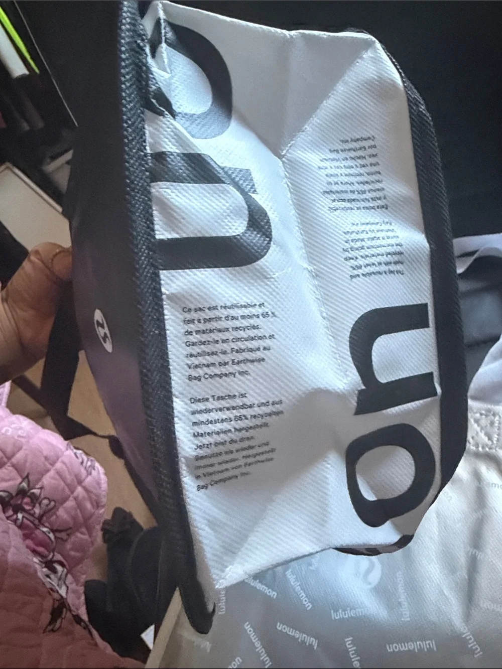 lululemon athletica Black and Silver Reusable Tote/Messenger small Bags